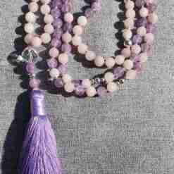 Lavendelamethyst-Rosenquarz-Mala