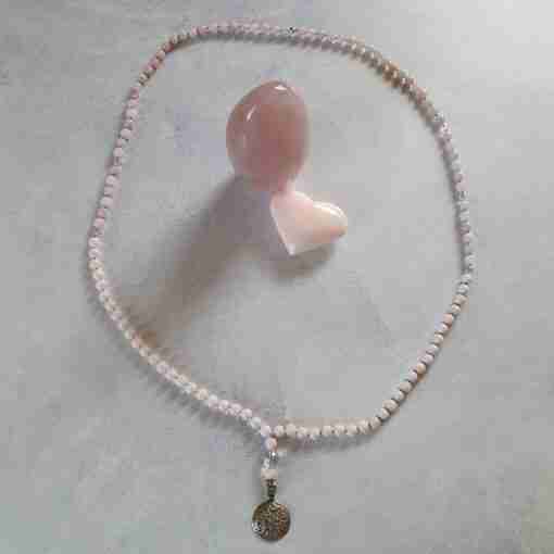 Manganocalcit-Rosenquarz-Mala – Bild 4