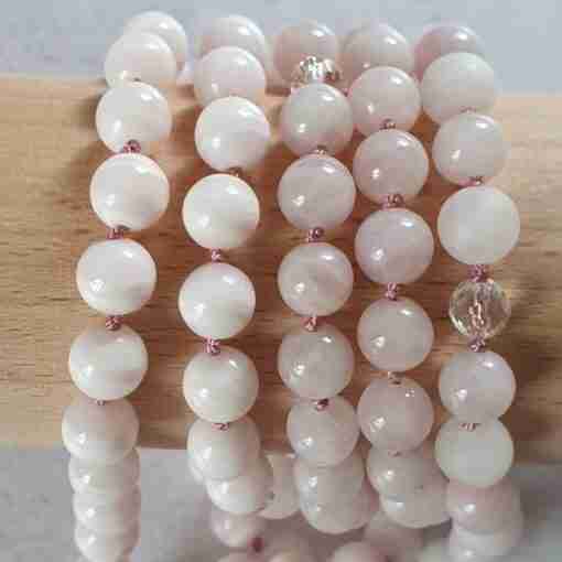 Manganocalcit-Rosenquarz-Mala – Bild 2