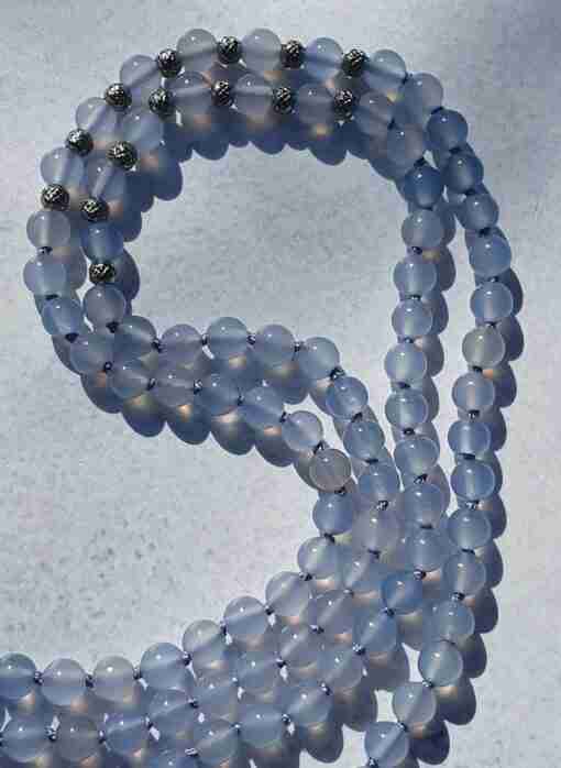 Blaue Chalcedon-Mala + Armband – Bild 6