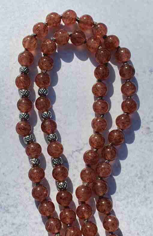 Erdbeerquarz-Mala – Bild 6