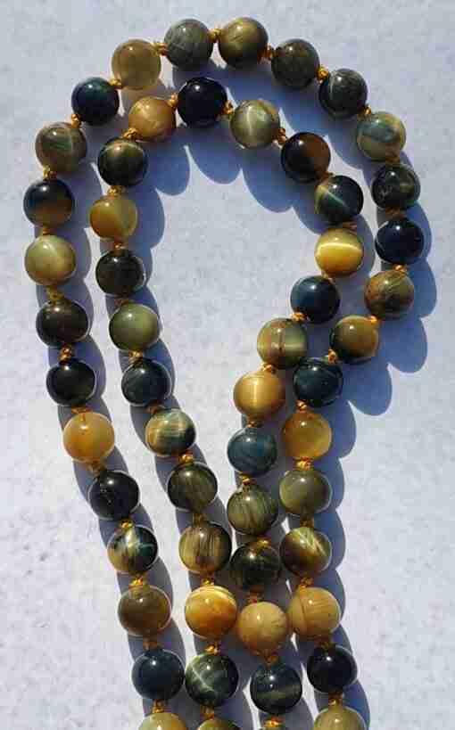 Goldene und Blaue Tigeraugen-Mala – Bild 6