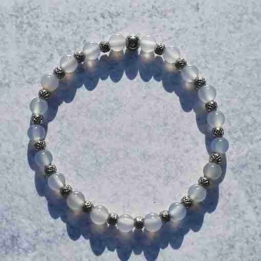 Blaue Chalcedon-Mala + Armband – Bild 11