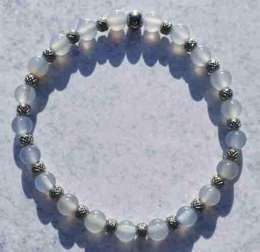 Blaue Chalcedon-Mala + Armband – Bild 12