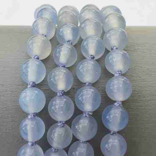 Blaue Chalcedon-Mala + Armband – Bild 2