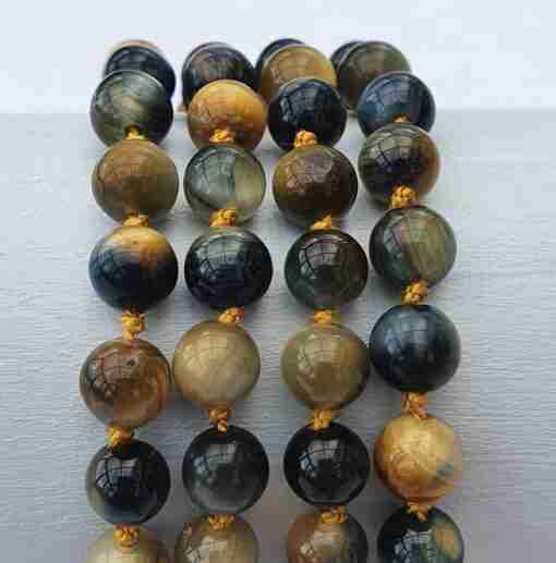 Goldene und Blaue Tigeraugen-Mala – Bild 2