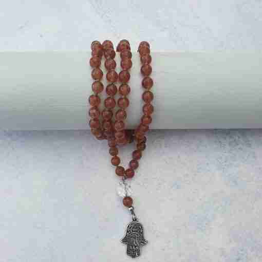 Erdbeerquarz-Mala – Bild 10