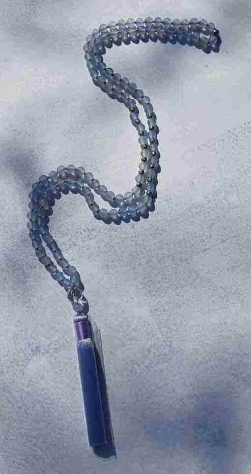 Blaue Chalcedon-Mala + Armband – Bild 3