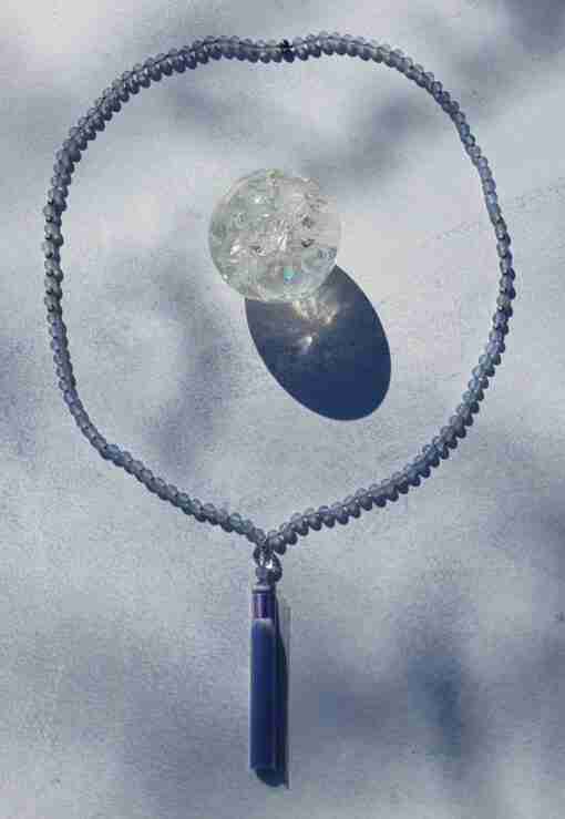 Blaue Chalcedon-Mala + Armband – Bild 4