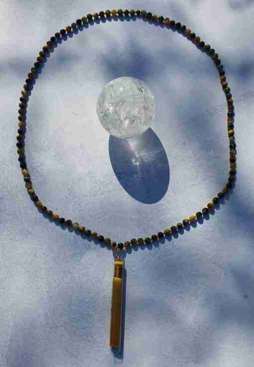 Goldene und Blaue Tigeraugen-Mala – Bild 4
