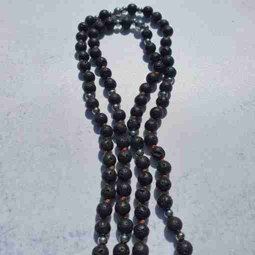 Lava-Mala mit Bernstein-Anhänger – Bild 8