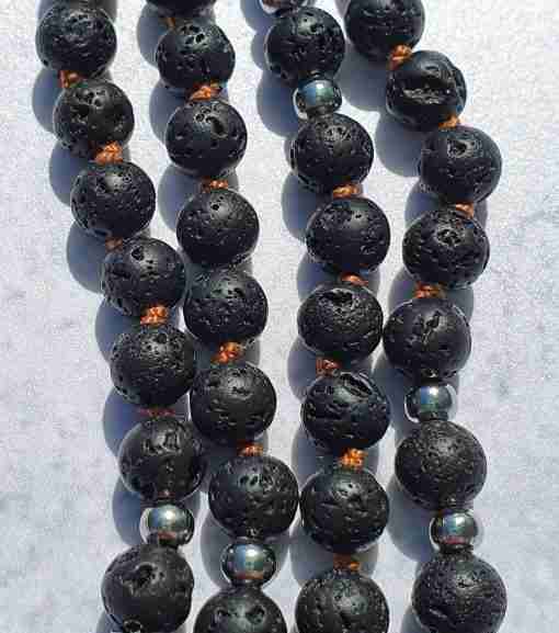 Lava-Mala mit Bernstein-Anhänger – Bild 9