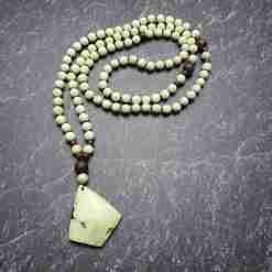 Zitronenmagnesit-Mala mit Zitronenmagnesit-Anhänger und Armband