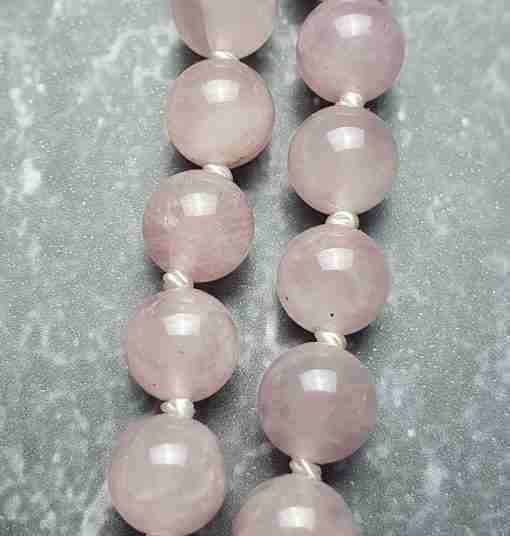 Lepidolith-Rosenquarz-Milchquarz-Mala + Armband – Bild 12