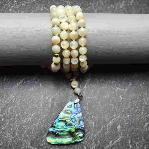 Perlmutt-Abalone-Mala + Armband – Bild 13