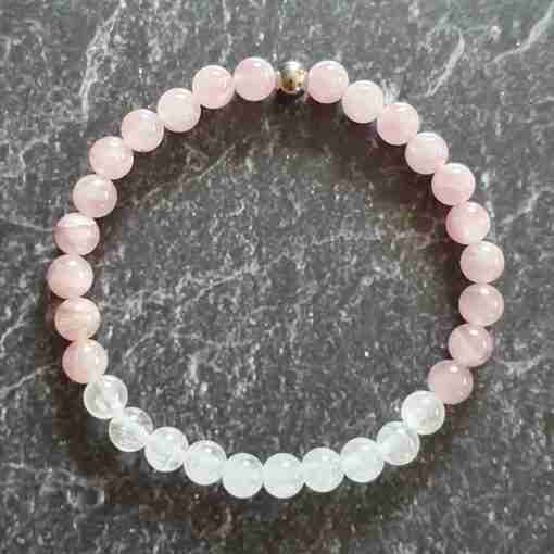 Lepidolith-Rosenquarz-Milchquarz-Mala + Armband – Bild 17