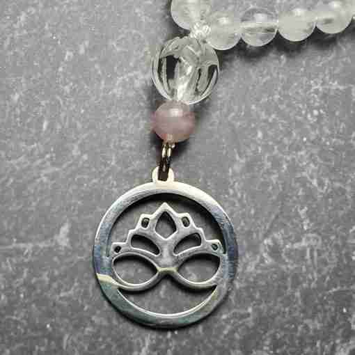 Lepidolith-Rosenquarz-Milchquarz-Mala + Armband – Bild 6