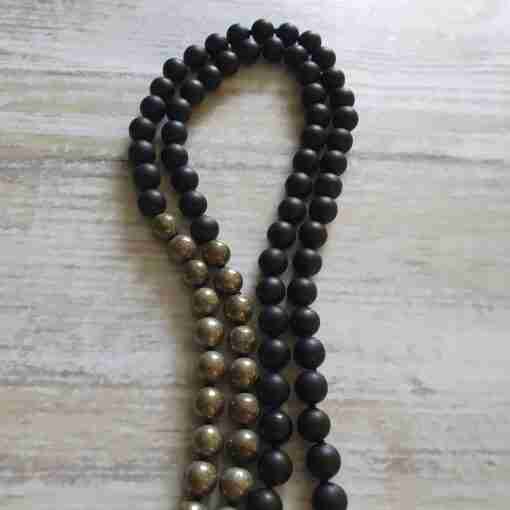 Matte Obsidian-Pyrit-Mala (1) – Bild 8