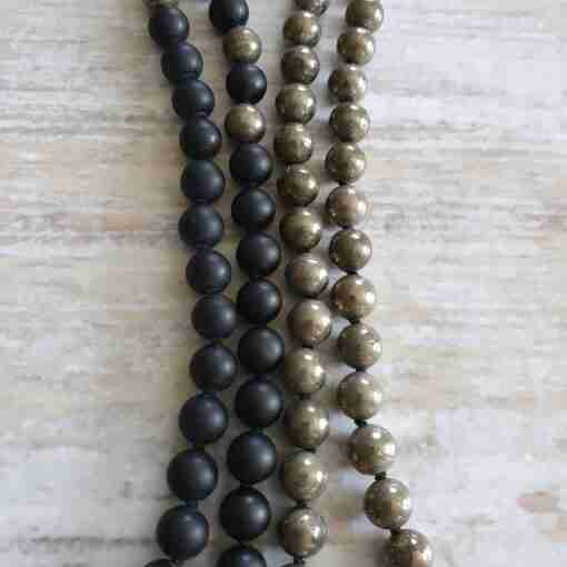 Matte Obsidian-Pyrit-Mala (2) – Bild 8