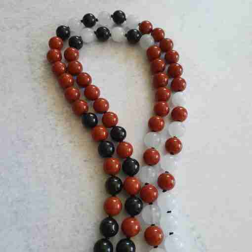 Rote Jaspis-Schneequarz-Schungit-Mala (1) – Bild 8