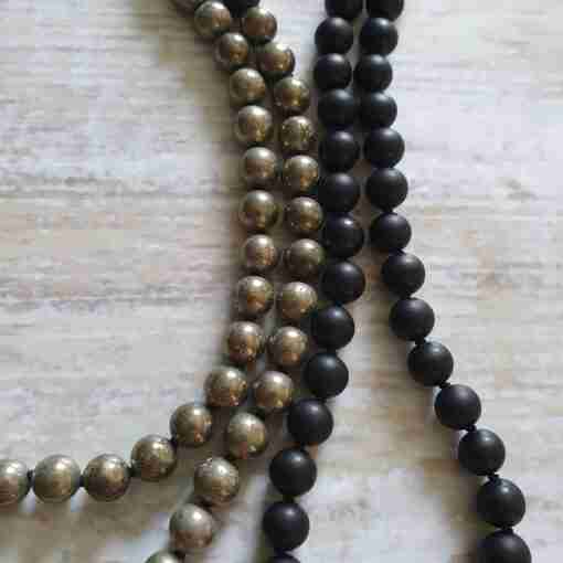 Matte Obsidian-Pyrit-Mala (1) – Bild 9