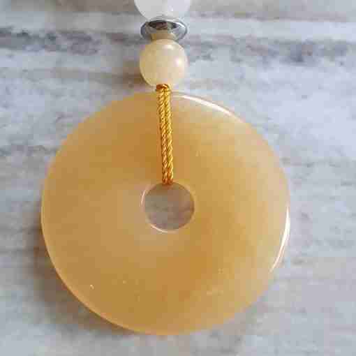 Schungit-gelbe Calcit-Schneequarz-Mala + Armband – Bild 9