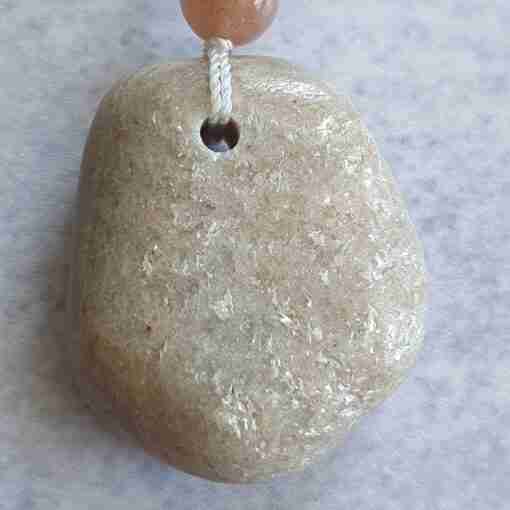 Pfirsichfarbene Mondstein-(Bergkristall)-weiße Aventurinquarz-Mala + Armband – Bild 9