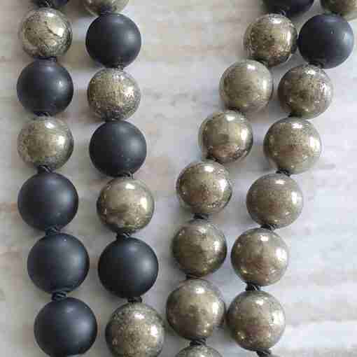 Matte Obsidian-Pyrit-Mala (2) – Bild 10