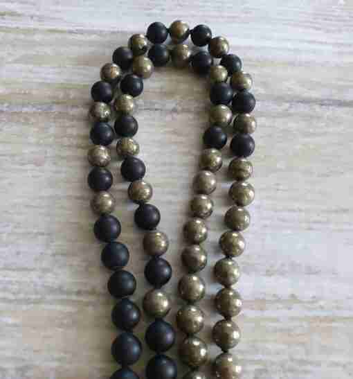 Matte Obsidian-Pyrit-Mala (2) – Bild 11