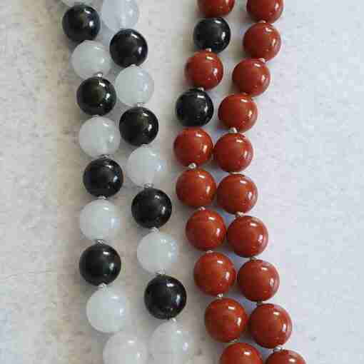 Rote Jaspis-Schneequarz-Schungit-Mala (2) – Bild 9