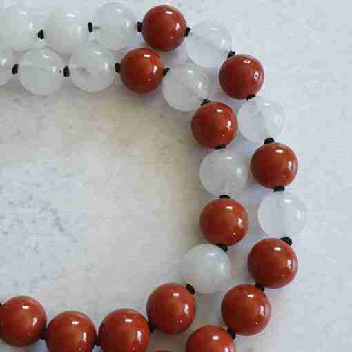 Rote Jaspis-Schneequarz-Schungit-Mala (1) – Bild 11