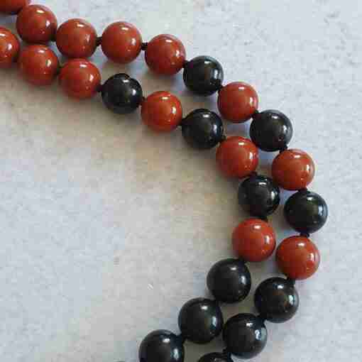Rote Jaspis-Schneequarz-Schungit-Mala (1) – Bild 14