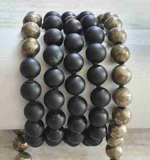 Matte Obsidian-Pyrit-Mala (1) – Bild 16