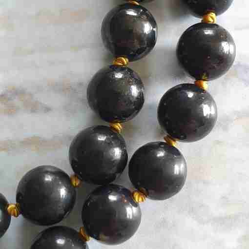 Schungit-gelbe Calcit-Schneequarz-Mala + Armband – Bild 16