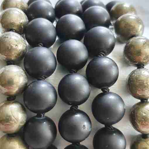 Matte Obsidian-Pyrit-Mala (1) – Bild 2