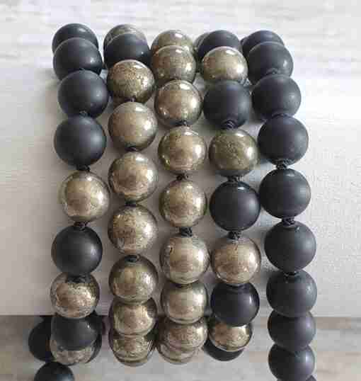 Matte Obsidian-Pyrit-Mala (2) – Bild 18