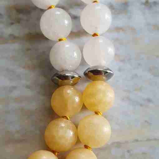 Schungit-gelbe Calcit-Schneequarz-Mala + Armband – Bild 19