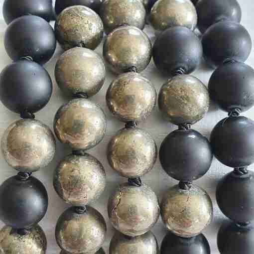 Matte Obsidian-Pyrit-Mala (2) – Bild 2