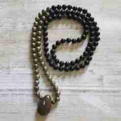 Matte Obsidian-Pyrit-Mala (1)