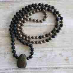 Matte Obsidian-Pyrit-Mala (2)