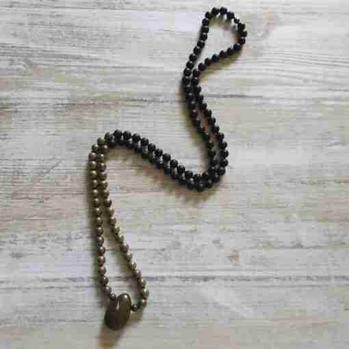 Matte Obsidian-Pyrit-Mala (1) – Bild 3