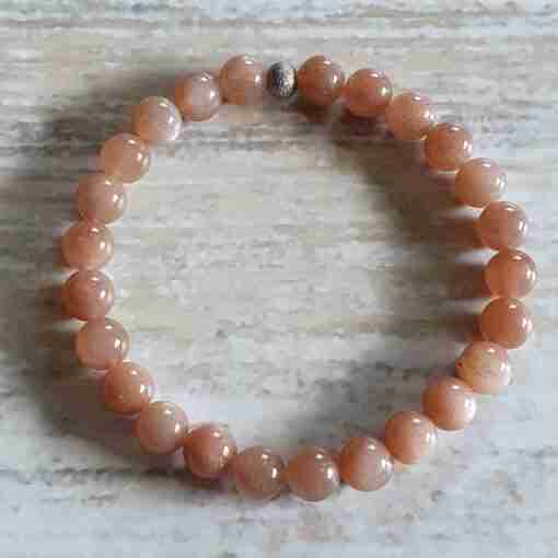 Rötlich braune Mondstein-Mala + Armband – Bild 4