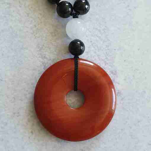 Rote Jaspis-Schneequarz-Schungit-Mala (1) – Bild 6