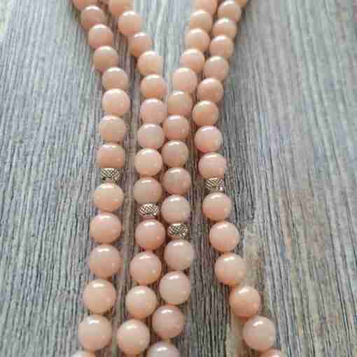 Rosafarbene Aventurinquarz-Mala mit rosa-orangefarbenem Skolezit – Bild 10