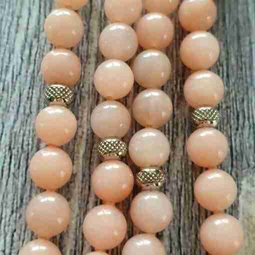 Rosafarbene Aventurinquarz-Mala mit rosa-orangefarbenem Skolezit – Bild 11