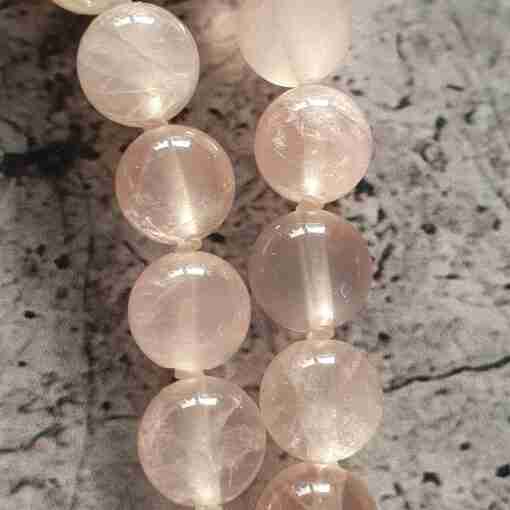 Weiße Achat-Lepidolith-Rosenquarz-Mala mit Edelstahlanhänger + Armband – Bild 20