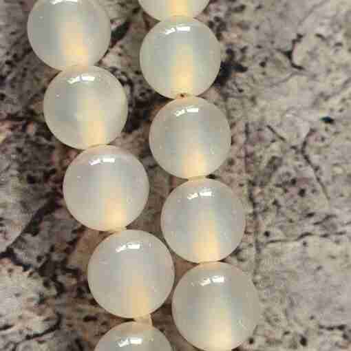 Weiße Achat-Lepidolith-Rosenquarz-Mala mit Edelstahlanhänger + Armband – Bild 22