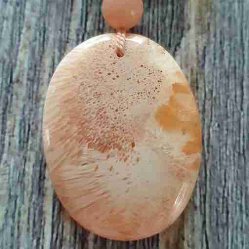 Rosafarbene Aventurinquarz-Mala mit rosa-orangefarbenem Skolezit – Bild 7