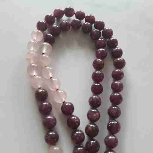Lepidolith-Rosenquarz-Mala + Armband – Bild 11