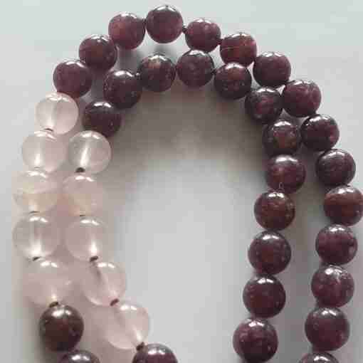 Lepidolith-Rosenquarz-Mala + Armband – Bild 12